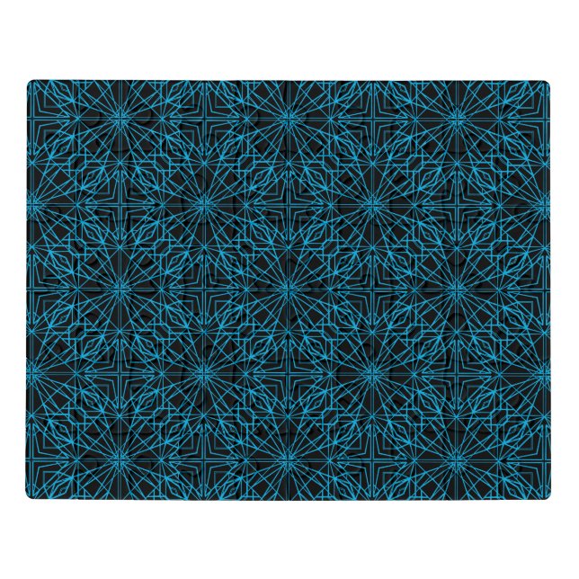 Bright Light Blue Black Geometric Symmetry Pattern Jigsaw Puzzle (Puzzle Horizontal)