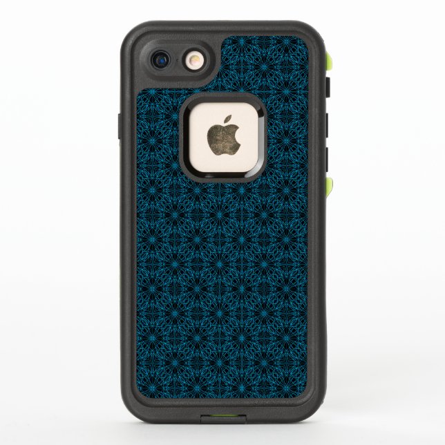 Bright Light Blue Black Geometric Symmetry Pattern LifeProof iPhone Case (Back)