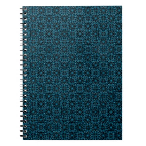 Bright Light Blue Black Geometric Symmetry Pattern Notebook