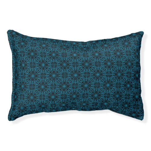 Bright Light Blue Black Geometric Symmetry Pattern Pet Bed