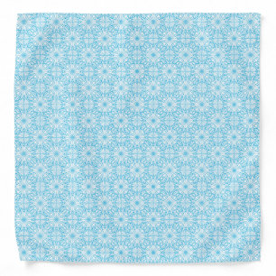 Bright Light Blue White Geometric Symmetry Pattern Bandana
