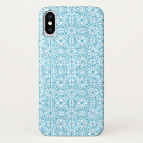 Bright Light Blue White Geometric Symmetry Pattern iPhone X Case