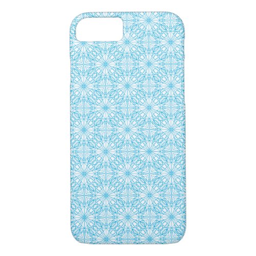 Bright Light Blue White Geometric Symmetry Pattern iPhone 87 Case