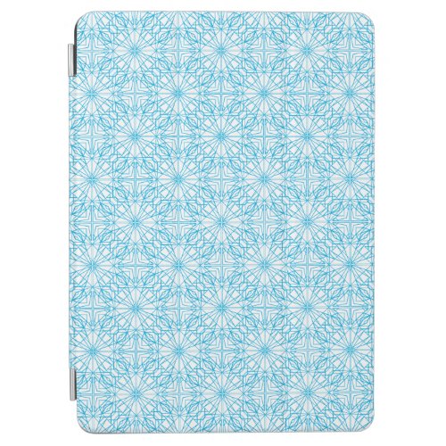 Bright Light Blue White Geometric Symmetry Pattern iPad Air Cover