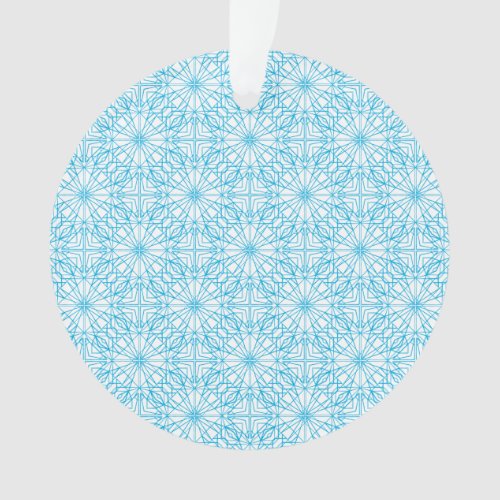 Bright Light Blue White Geometric Symmetry Pattern Ornament