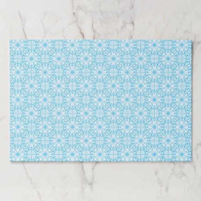 Bright Light Blue White Geometric Symmetry Pattern Paper Pad (Front)