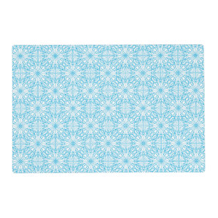 Bright Light Blue White Geometric Symmetry Pattern Placemat