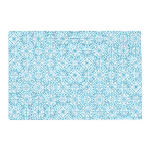 Bright Light Blue White Geometric Symmetry Pattern Placemat