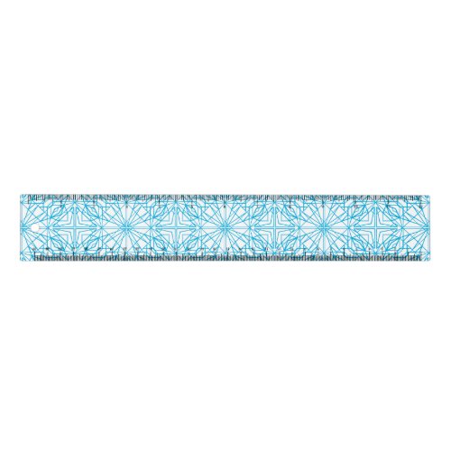 Bright Light Blue White Geometric Symmetry Pattern Ruler