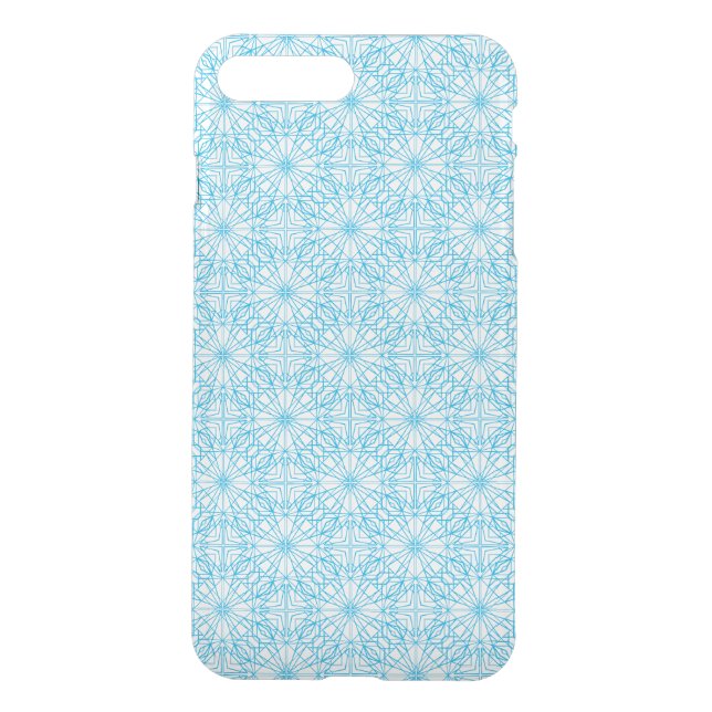 Bright Light Blue White Geometric Symmetry Pattern Uncommon iPhone Case (Back)