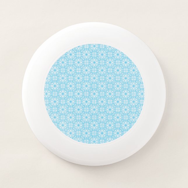 Bright Light Blue White Geometric Symmetry Pattern Wham-O Frisbee (Front)