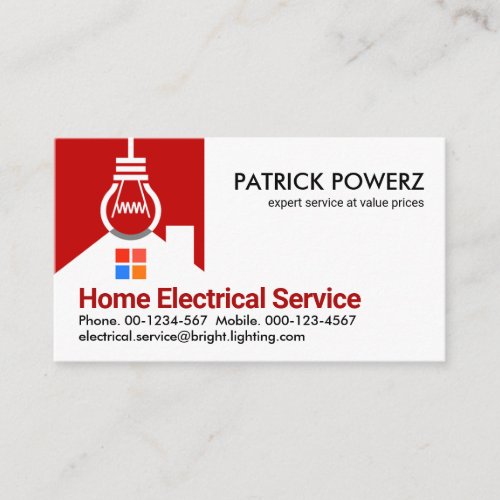 Bright Light Bulb On Home Business Card