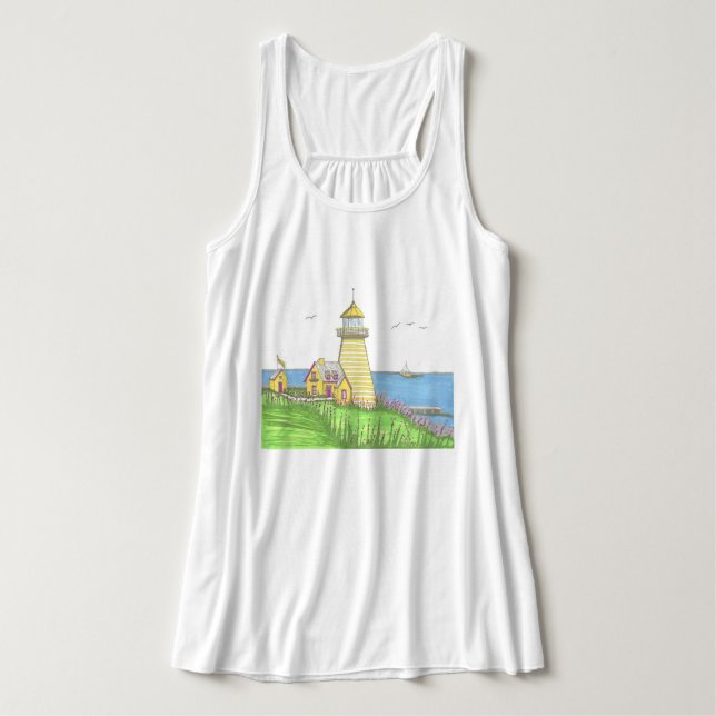 Bright Lighthouse Flowy Tank Top (Design Front)