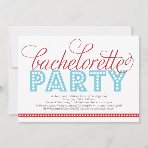 Bright Lights Bachelorette Party Invitation