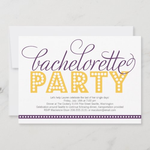 Bright Lights Bachelorette Party Invitation