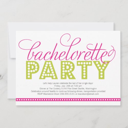 Bright Lights Bachelorette Party Invitation