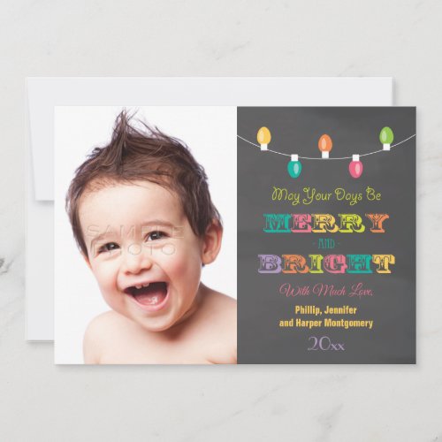 Bright LIghts Chalkboard Holiday Photo Card