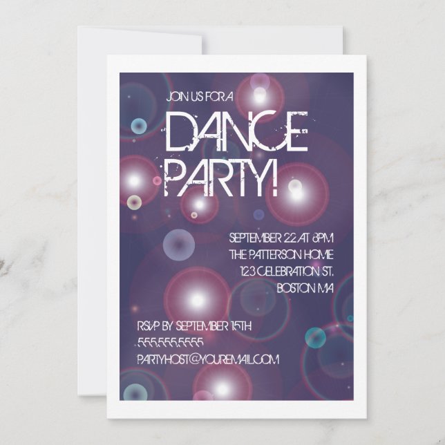 Bright Lights Dance Party Invitation (Front)