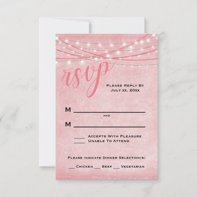 Bright Lights - RSVP Card - Shades of Pink (Front)