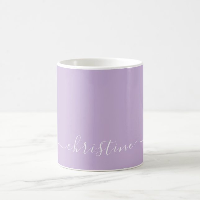  Bright Lilac Mauve White Minimalist Name 015 Coffee Mug (Center)