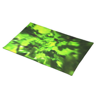 Bright Lime Green and Dark Green Abstract. Cloth Placemat