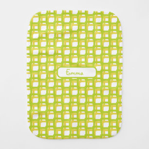 Bright lime green and yellow woven squares baby burp cloth