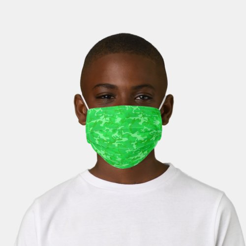 Bright Lime Green Camouflage Pattern Kids Cloth Face Mask
