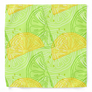 Bright lime green citrus lemons pattern bandana