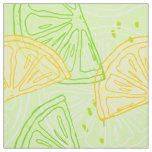 Bright lime green citrus lemons pattern fabric