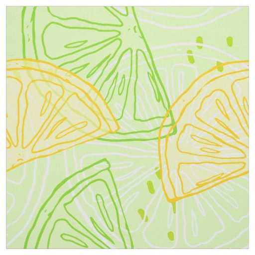 Bright lime green citrus lemons pattern fabric