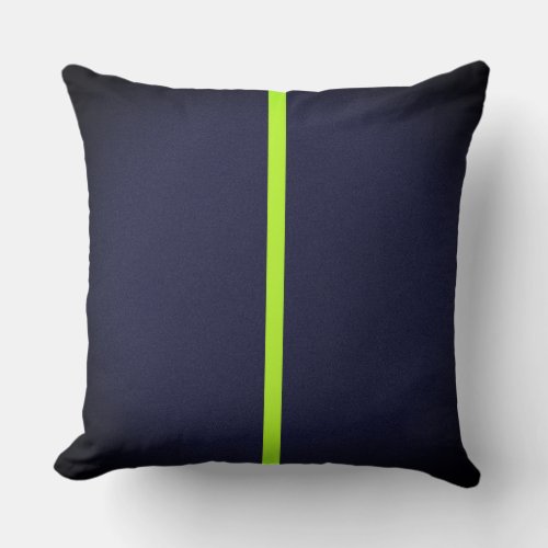 Bright Lime Green Dark Blue Contemporary Stripe Throw Pillow