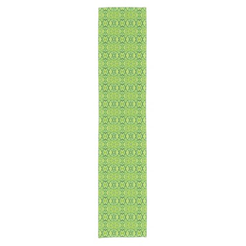 Bright Lime Green Geometric Pattern Short Table Runner