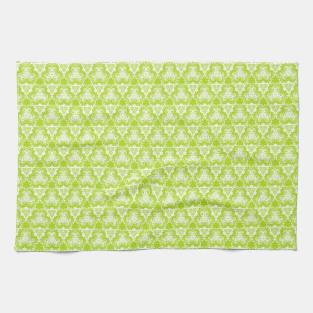 Bright Lime Green Spiral Pattern Kitchen Towel (Horizontal)