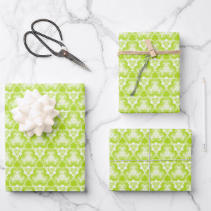 Bright Lime Green Spiral Pattern Wrapping Paper Sheets