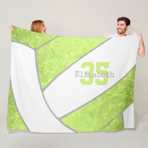 bright lime green volleyball girls custom name fleece blanket