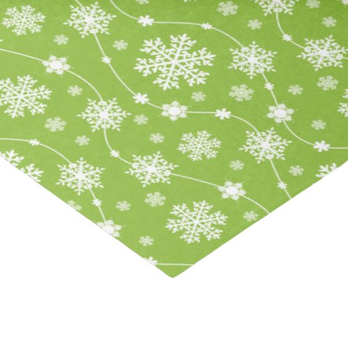 Bright Lime Green Winter White Snowflake Pattern Tissue Paper