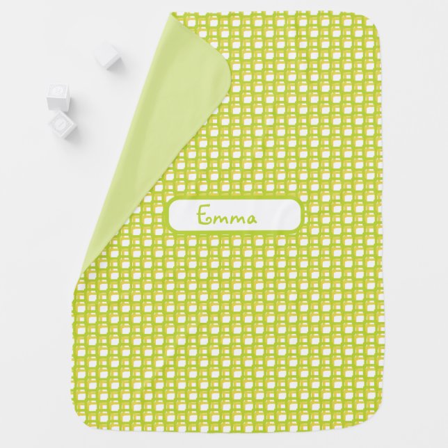  Bright lime green yellow woven squares Baby Blanket (In Situ)