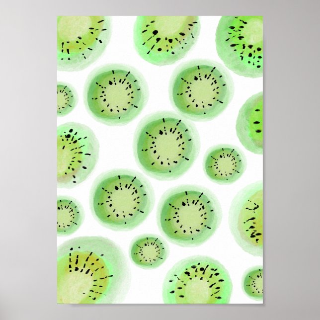 Bright Lime Kiwi Abstract Fruit Pattern Poster (Front)