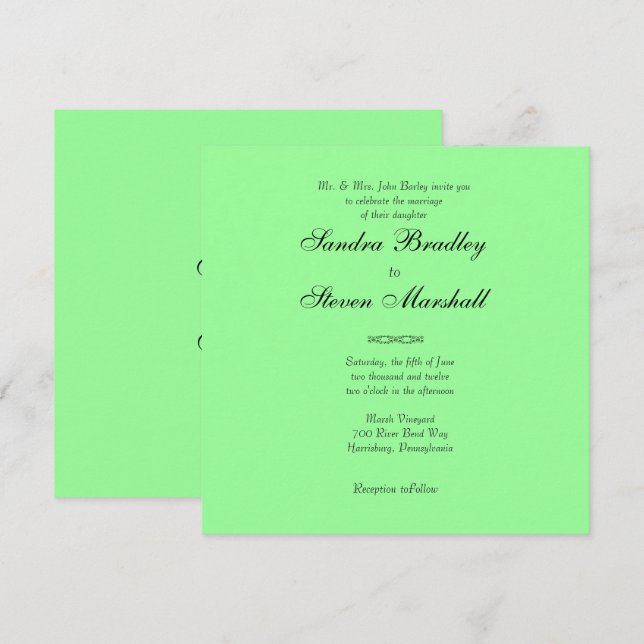 Bright Lime Wedding Invitation (Front/Back)