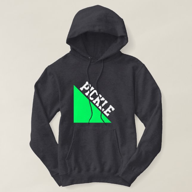 Bright Lime Wedge White Pickleball Motto On Gray Hoodie (Design Front)