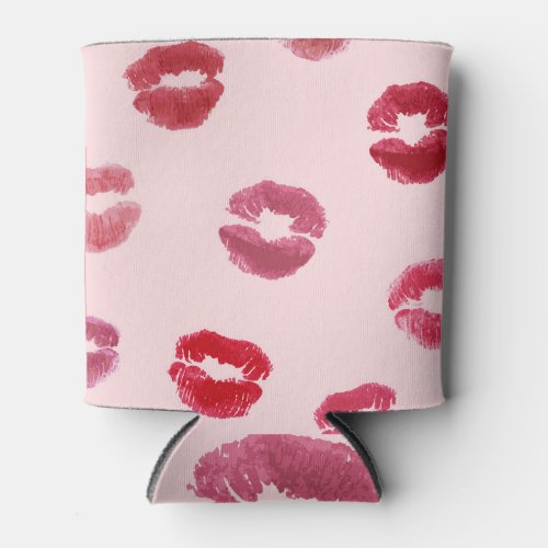 Bright Lips Imprints Valentine Pattern Can Cooler