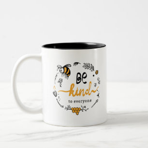 Bright logo with kind bee Two-Tone coffee mug