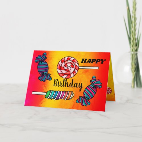 Bright Lollipop Candy Sweet Treat Happy Birthday Card