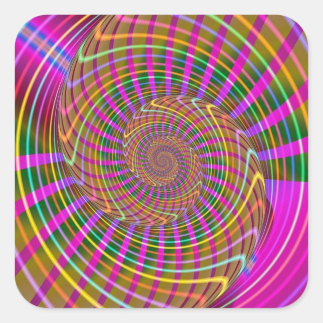 Bright Luminance Cool Geometric Fractal Pattern Square Sticker (Front)