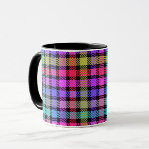 Bright Madras Plaid Rainbow Check Mug