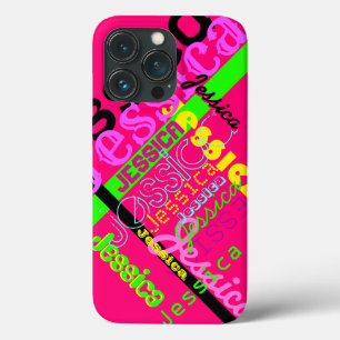 Bright Magenta 80's 90's Retro Inspired ANY NAME iPhone 13 Pro Case