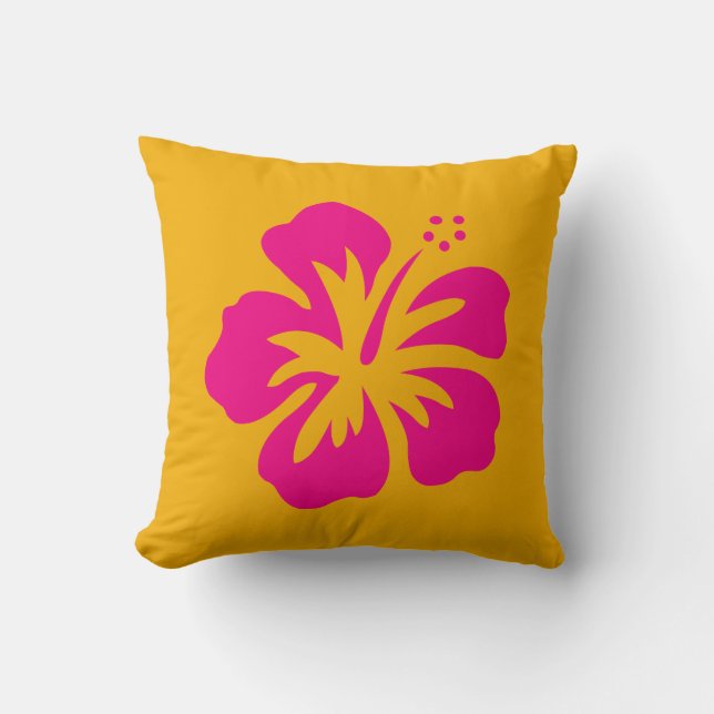 Bright Magenta Hibiscus. Throw Pillow (Front)