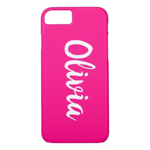 Bright Magenta Hot Pink Custom Name iPhone 87 Case