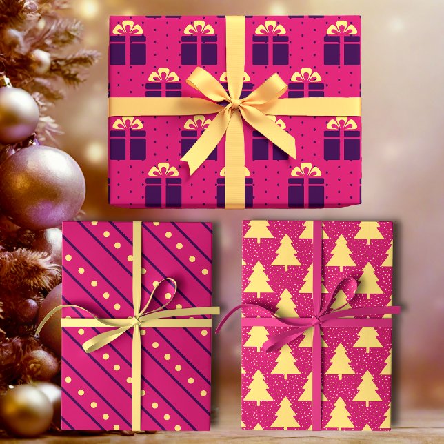 Bright Magenta Pink Modern Girly Minimalist Wrapping Paper Sheets (Creator Uploaded)