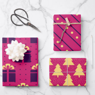 Bright Magenta Pink Modern Girly Minimalist Wrapping Paper Sheets